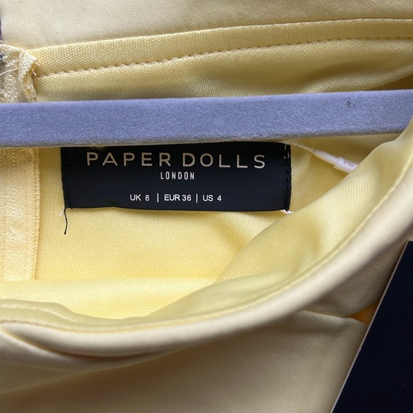 👗 Paper Dolls Lemon Bardot Belted Dress 4 - Picture 4 of 4